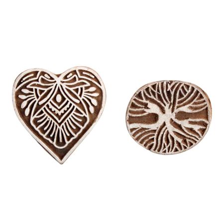 Set of 2 Piece New Mix Wooden Printing Block